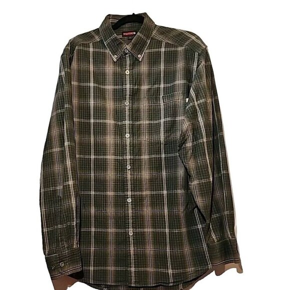 Wolverine Shirt Green Plaid Size Large Button Down Long Sleeve Cotton - Picture 1 of 11